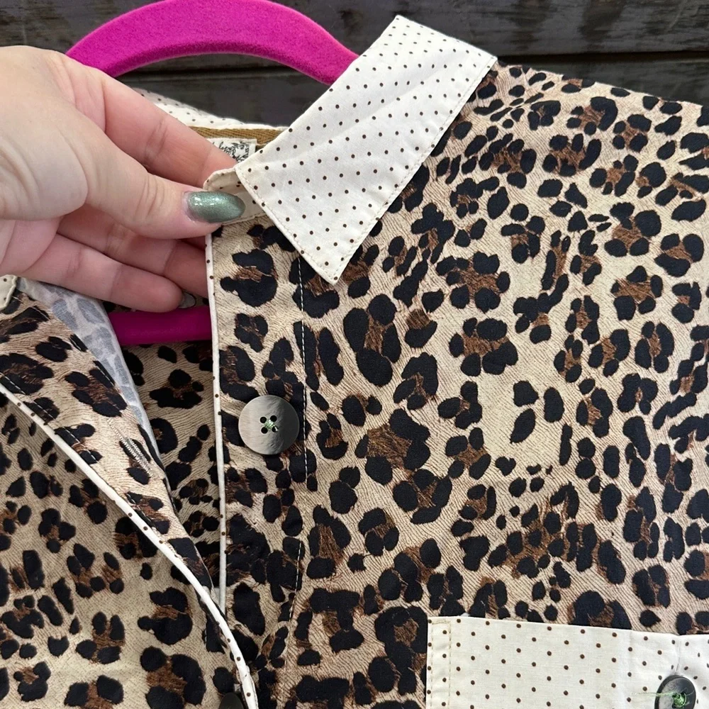 Free People Leopard Print Button Down Western Style Shirt - Picture 7 of 9